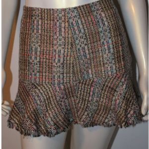 Theory Multicolor Silk Tweed Miniskirt with Flare